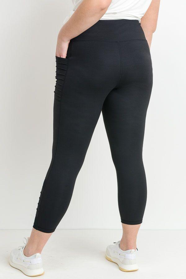 Highwaist Moto Ribbed Full Leggings with Mesh Leggings and Pockets