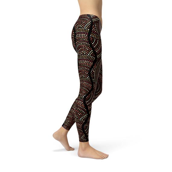 Womens Polka Dots Aboriginal Artwork Leggings (V1)