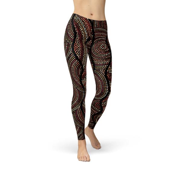 Womens Polka Dots Aboriginal Artwork Leggings (V1)